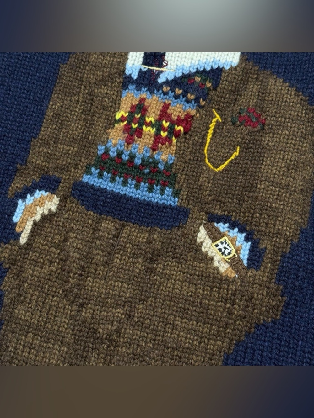 Polo Ralph Lauren Navy Crewneck Sweater with Teddy Motif - Picture 5 of 7